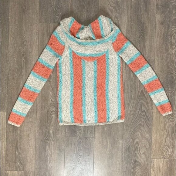 Aritzia TNA Cotton Baja Sweater Pullover Hoodie pullover Orange Blue Size XS - Picture 11 of 13
